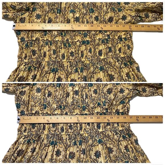 ULLA JOHNSON Val Gathered Printed Cotton-blend Mini Dress In Yellow, NWT - Picture 15 of 16